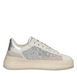 Sneakers Donna Bianca con Glitter Argento