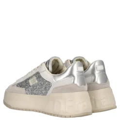 Sneakers Donna Bianca con Glitter Argento