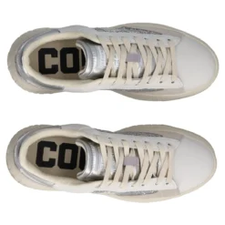 Sneakers Donna Bianca con Glitter Argento