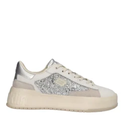 Sneakers Donna Bianca con Glitter Argento