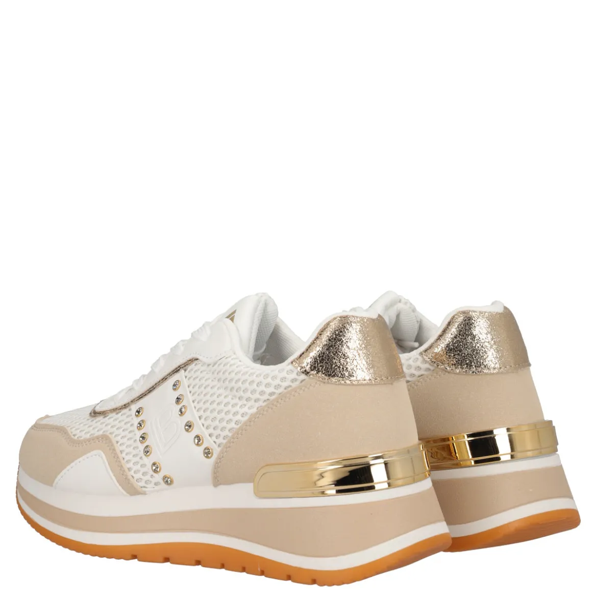 Sneakers Donna Bianche e Beige con Zeppa