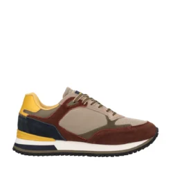 Sneakers Uomo Verde, Marrone, Blu e Gialla in Pelle