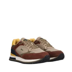 Sneakers Uomo Verde, Marrone, Blu e Gialla in Pelle
