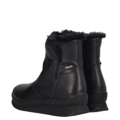 Stivaletti Comfort Donna Neri in Pelle Pianta Larga