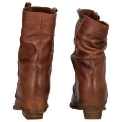 Stivaletti Donna Marrone Texani in Pelle