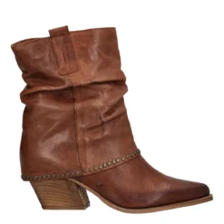 Stivaletti Donna Marrone Texani in Pelle