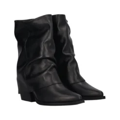 Stivaletti Donna Neri Texani in Pelle