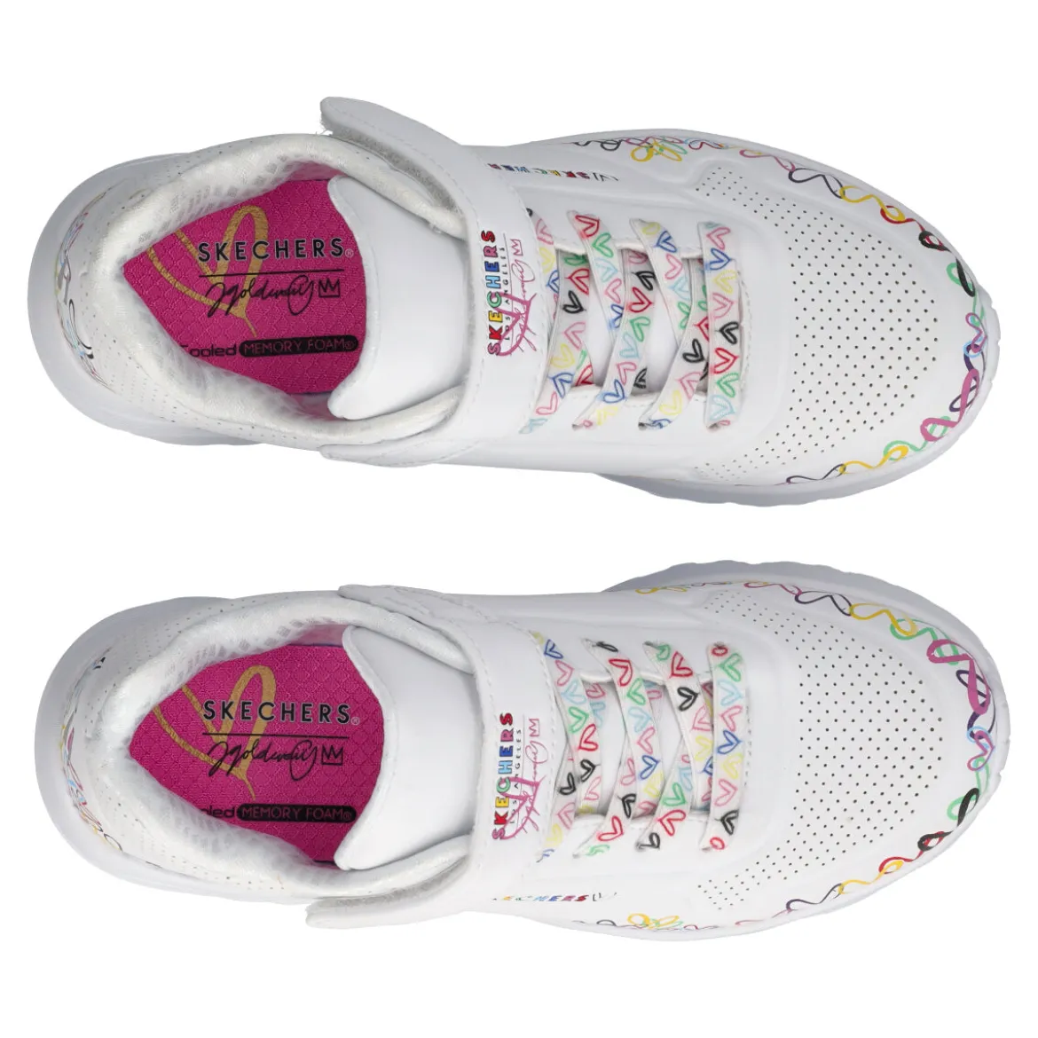UNO LITE Sneakers Bambina Bianca con Cuori Multicolor
